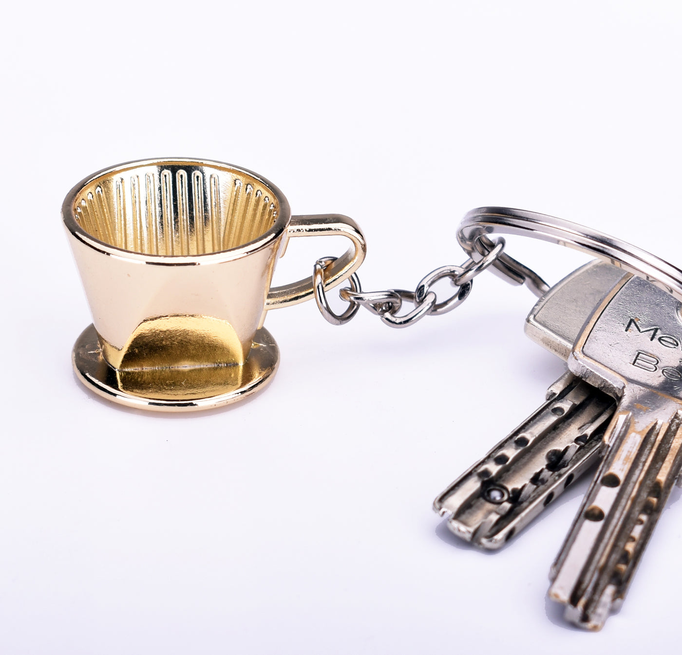 Gold Coffee Dripper keyring